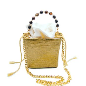 Tuparro Gold Small Handwoven Straw Basket Bag, 2 of 7