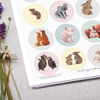 Woodland Animal Circle Sticker Sheet, 3 of 3