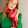 Letters Motif 100% Wool Scarf In Coral Red, thumbnail 1 of 6