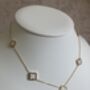 18 K Gold Plated Four Leaf Clover Necklace Gold White, thumbnail 6 of 8