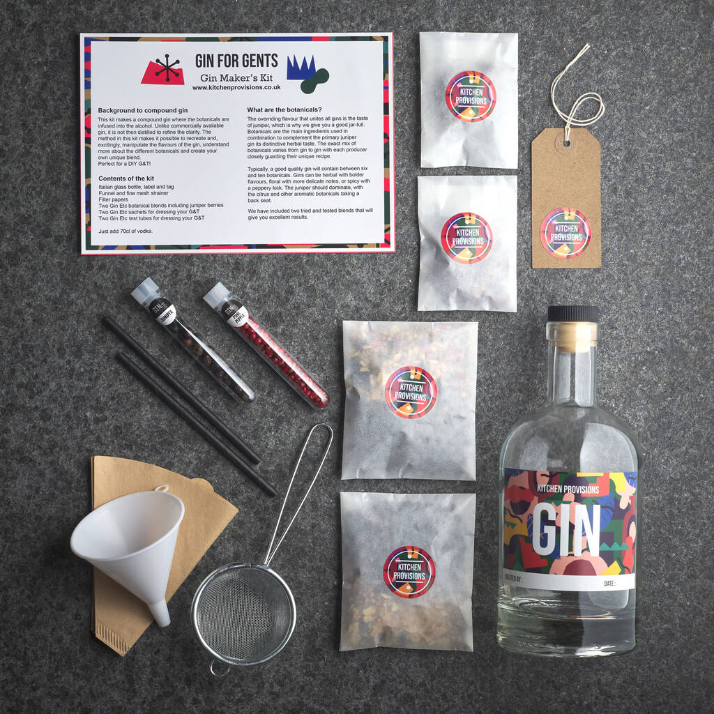 Make Your Own Gin For Gents Kit, Two Bottles, 1 of 5