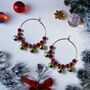 Gold Red Ghungroo 30mm Huggie Hoop Bali Earring, thumbnail 1 of 4