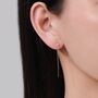 Sterling Silver Extra Tiny Cz Starburst And Moon Threader Earrings, thumbnail 8 of 12