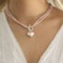 Double Strand Pearl And Silver Heart Necklace, thumbnail 3 of 11