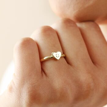 Smiling Heart Face Adjustable Ring In Gold Plating, 4 of 5