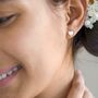 Sterling Silver Crystal Heart Stud Earrings, thumbnail 2 of 5