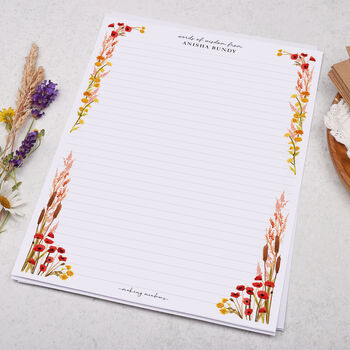 A4 Personalised Letter Writing Paper Autumn Poppies, 3 of 5