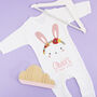 Personalised First Easter Bunny Babygrow, thumbnail 2 of 7