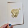 Handmade Personalised Gold Foil Scalloped Valentines Heart Arrow Card, thumbnail 3 of 4