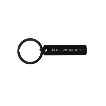 'Dad's Workshop' Long Black Metal Keyring | Key Accessory | Father's Day, 2 of 2