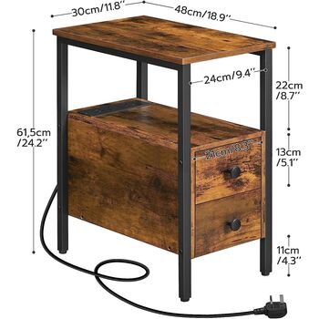 Narrow Side Table Bedside End Table Charging Station, 10 of 12