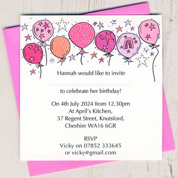 Personalised Birthday Balloons Invitations, 2 of 3