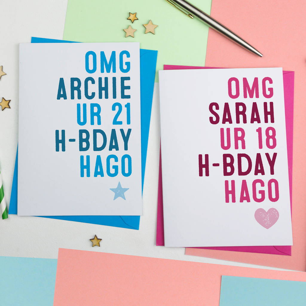 Text Speak Personalised Birthday Card By A is for Alphabet