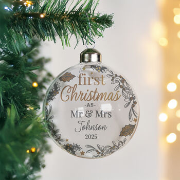 Personalised First Christmas As Mr And Mrs Bauble, 2 of 5
