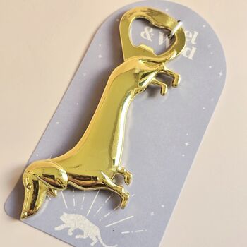 Gold Tone Dachshund Sausage Dog Novelty Bottle Opener, 3 of 3