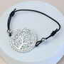 Black Bracelet With Sparkly Silver Tree Charm, thumbnail 1 of 2
