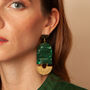 Art Deco Green Verdant Arch Dangle Earrings, thumbnail 1 of 4