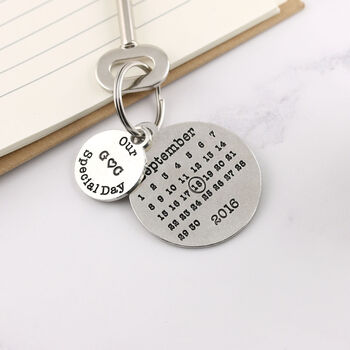 Anniversary Gift Special Day Calendar Round Keyring, 9 of 10