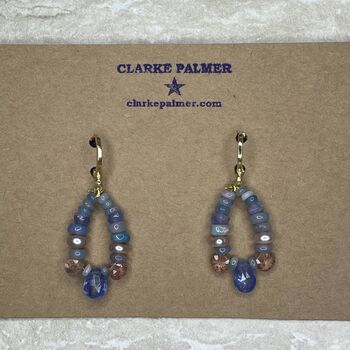 'Delphine' Tanzanite And Pearl Drop Earrings, 4 of 7