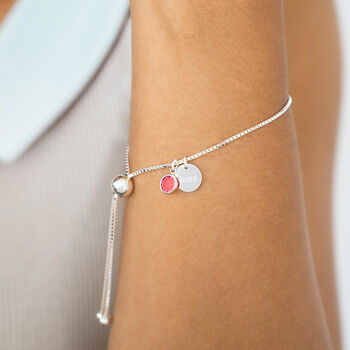Silver Birthstone Adjustable Sliding Bracelet, 2 of 11