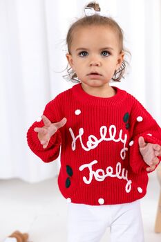 Christmas Holly Jolly Knitted Jumper, 4 of 5