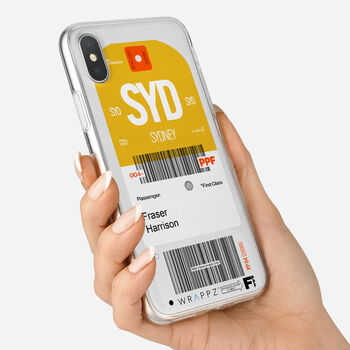 Personalised Sydney Ticket Design Clear Phone Case, 5 of 5
