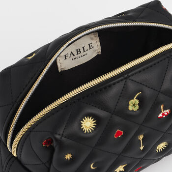 Black Quilted Celestial Embroidered Pouch, 5 of 5