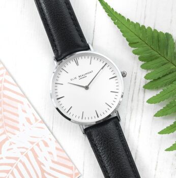 Personalised Handwriting His And Hers Black Leather Watch, 2 of 7