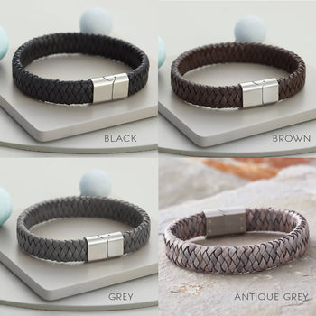 Mens Personalised Infinity And Initial Leather Bracelet, 3 of 6