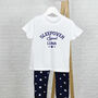 Varsity Style Personalised Sleepover Squad Kids Pyjamas, thumbnail 1 of 2