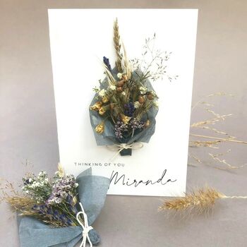 Thinking Of You Personalised Dried Flower Bouquet Card, 5 of 8