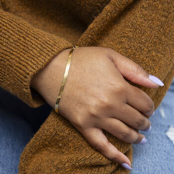 9ct Yellow Gold Herringbone Chain Bracelet, 2 of 5