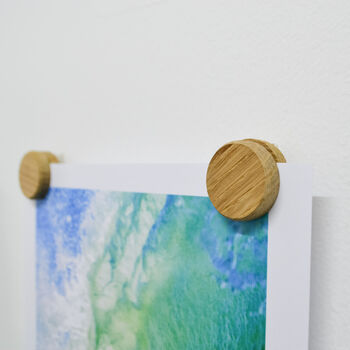Oak Picture Or Photo Hanger Magnet Dots Set Of Two, 3 of 6
