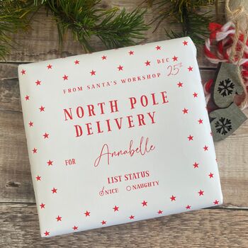 North Pole Special Delivery Personalised Wrapping Paper, 8 of 9