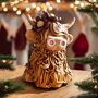 Handmade Winter Flower Highland Cow Large Sculpture Ornament, thumbnail 1 of 4