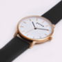 Black And Rose Gold Vegan Leather Watch, thumbnail 2 of 3