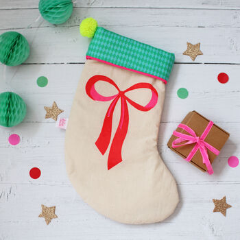 Personalised Bow Bright Christmas Stocking, 3 of 8