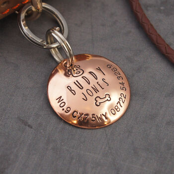 Personalised Copper Pet ID Tag With Dog And Bone, 6 of 7