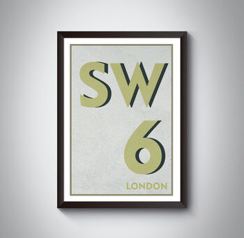 Sw6 Fulham And Hammersmith, London Postcode Print, 6 of 8