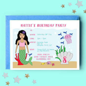 Personalised Mermaid Children Party Invitations, 2 of 4