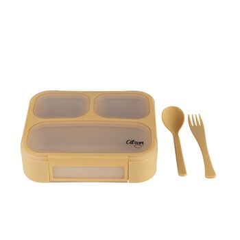 Citron Bento Style Lunch Box With Spoon And Fork, 4 of 5