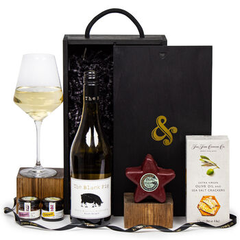 White Wine And Christmas Cheese, Crackers In Wooden Gift Box, 2 of 3