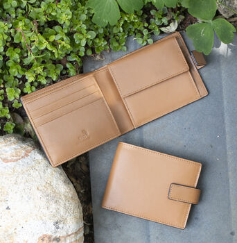 Men's Luxury Tan Leather Wallet Notecase Design Rfid Safe Personalised, 4 of 6