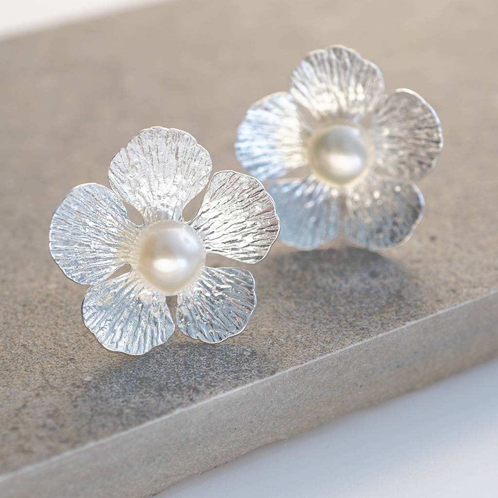 Flower Pearl Earrings By Wue Notonthehighstreet Flower Pearl Earrings