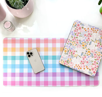 Rainbow Plaid Desk Mat, 4 of 4