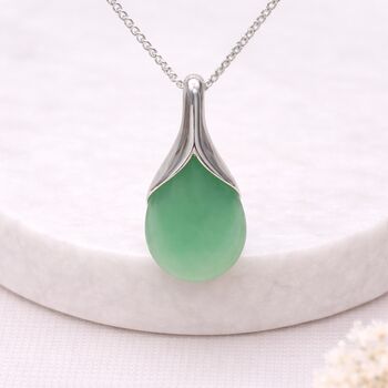 Personalised Sterling Silver Jade Teardrop Pendant Necklace, 3 of 10