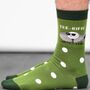 Teerific Men's Funny Golf Crew Socks Combed Cotton Green, thumbnail 2 of 6