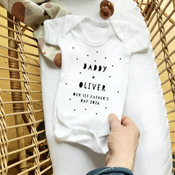 Mummy/Daddy And Baby Personalised Baby Grow, 2 of 12