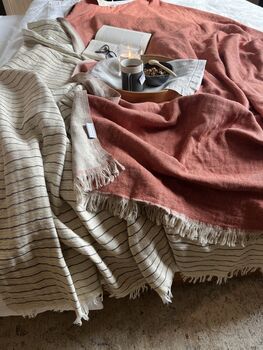 Puglia Cotton And Linen Modern, Double Sided Blanket Terracotta, 10 of 12