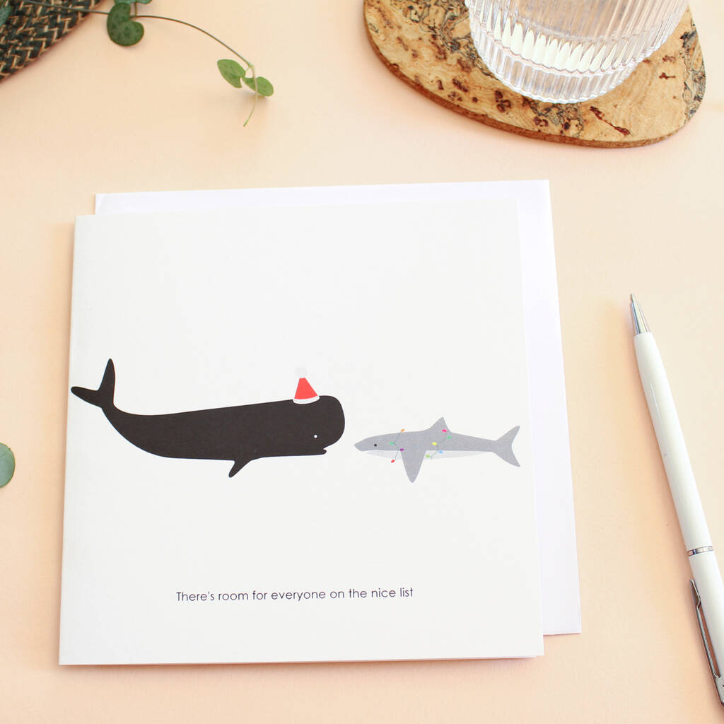 Nice List, Whale And Shark Christmas Card, 1 of 2